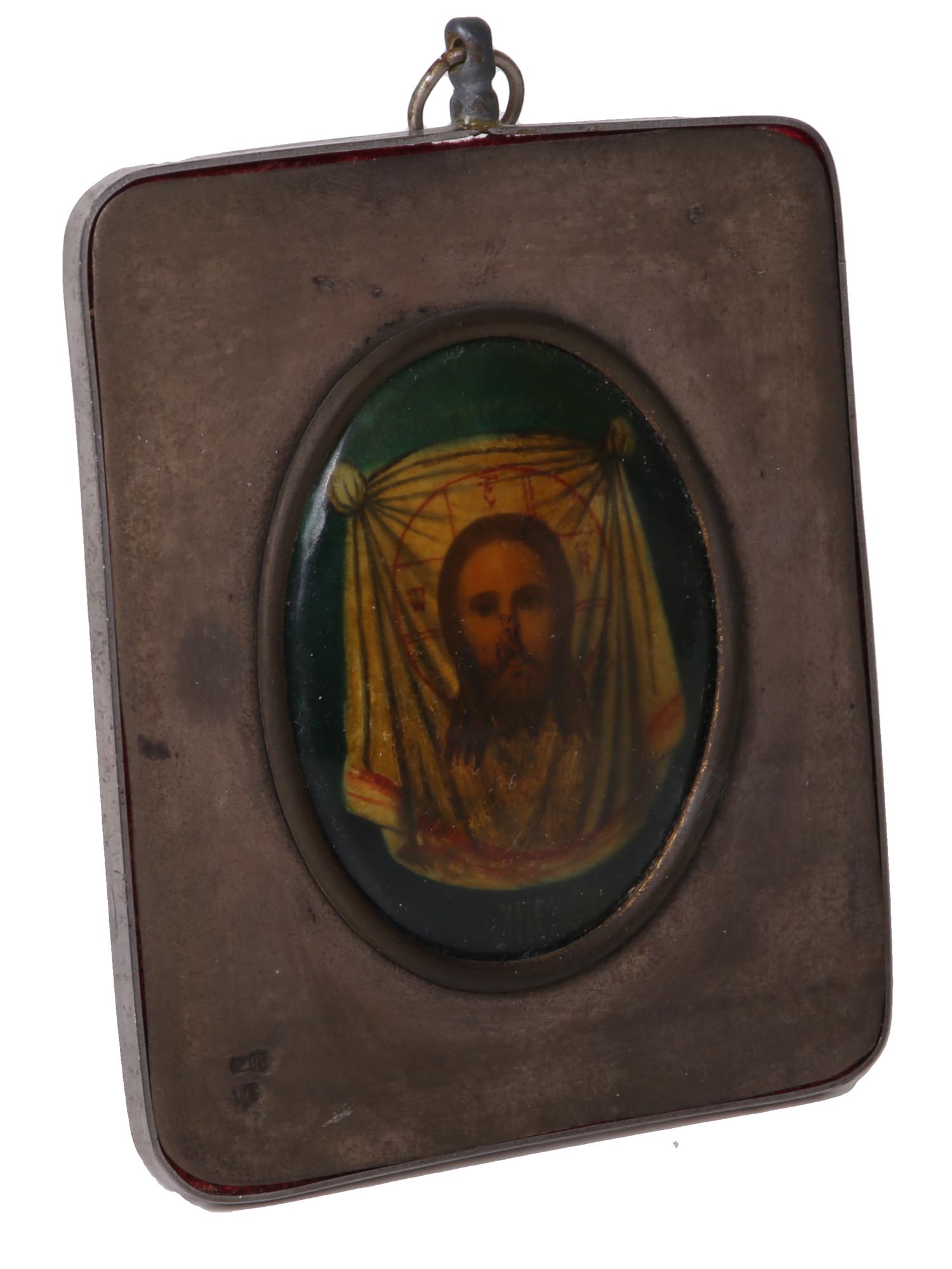 RUSSIAN SILVER PORCELAIN ICON JESUS ACHEIROPOIETA PIC-1